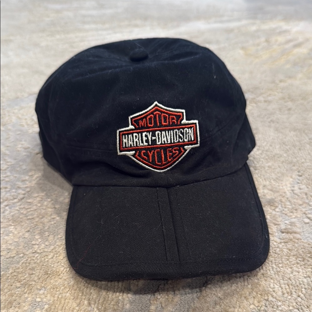 Harley Davidson Black Cloth Cap With Foldable‎  Visor cool five panel fitted hat